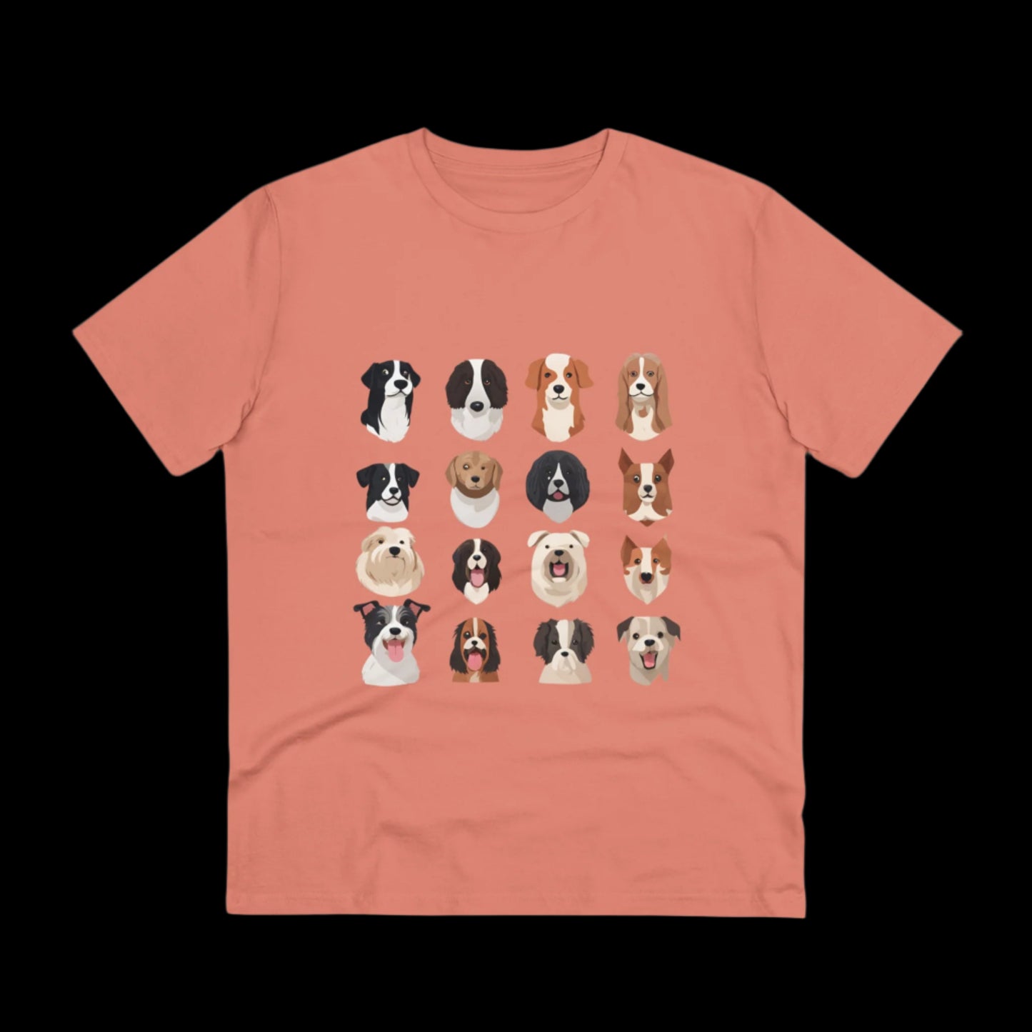 SniffwaggleNwalk™️ Organic Creator T-shirt - Unisex "Dog Breeds x1" - Sniff Waggle And Walk peachy