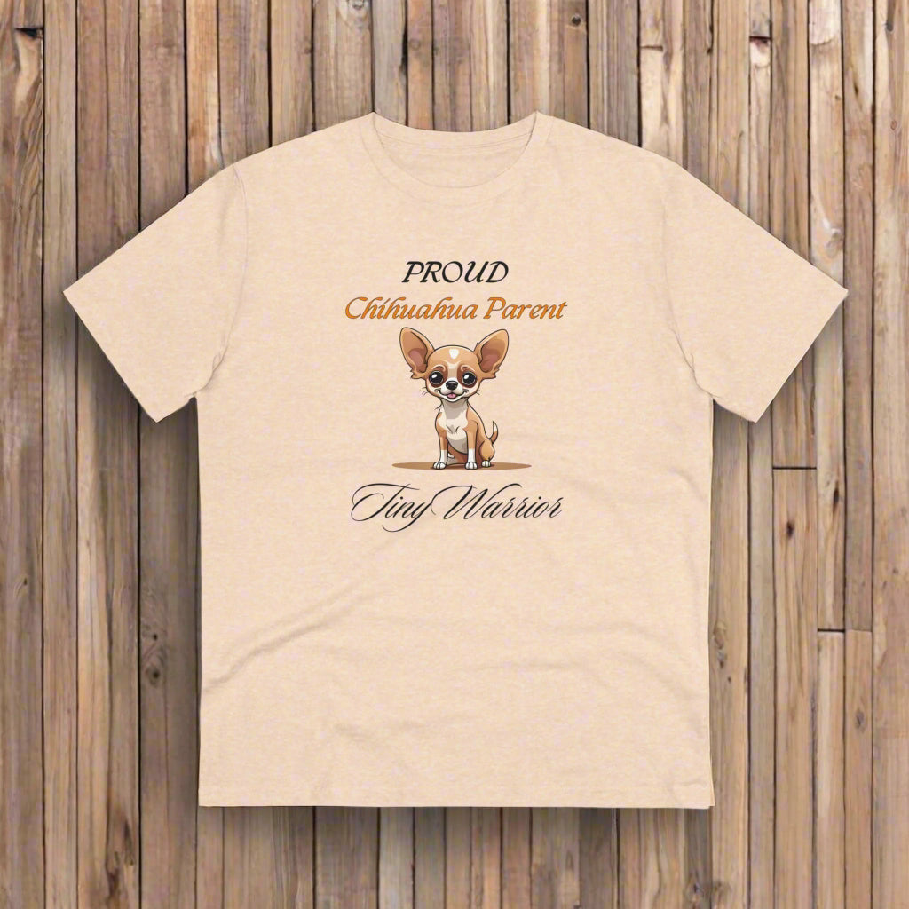 PROUD CHIHUAHUA PARENT "Tiny warrior" Organic T-shirt - Unisex - Sniff Waggle And Walk PINK