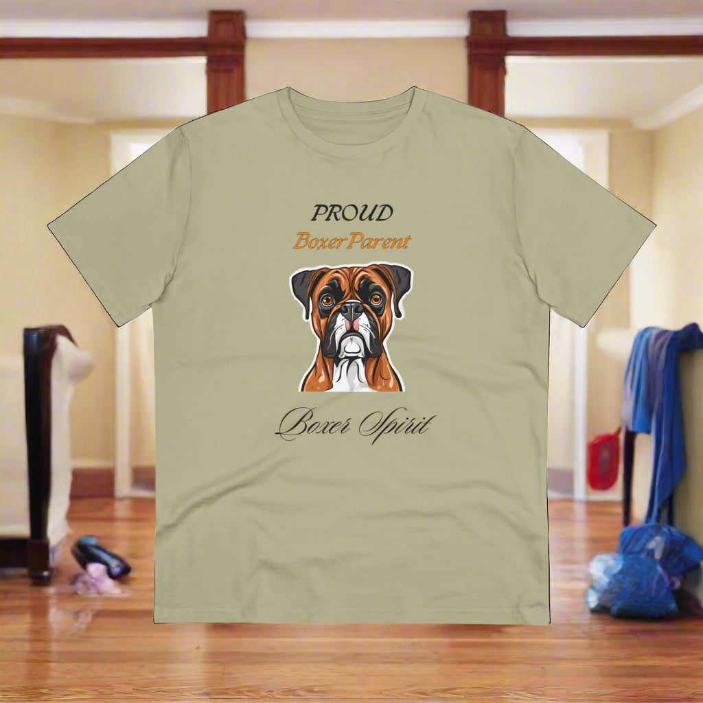 PROUD BOXER PARENT "Boxer Spirit" Soft Dog Themed Organic T-shirt - Unisex - Sniff Waggle And Walk SAIGE