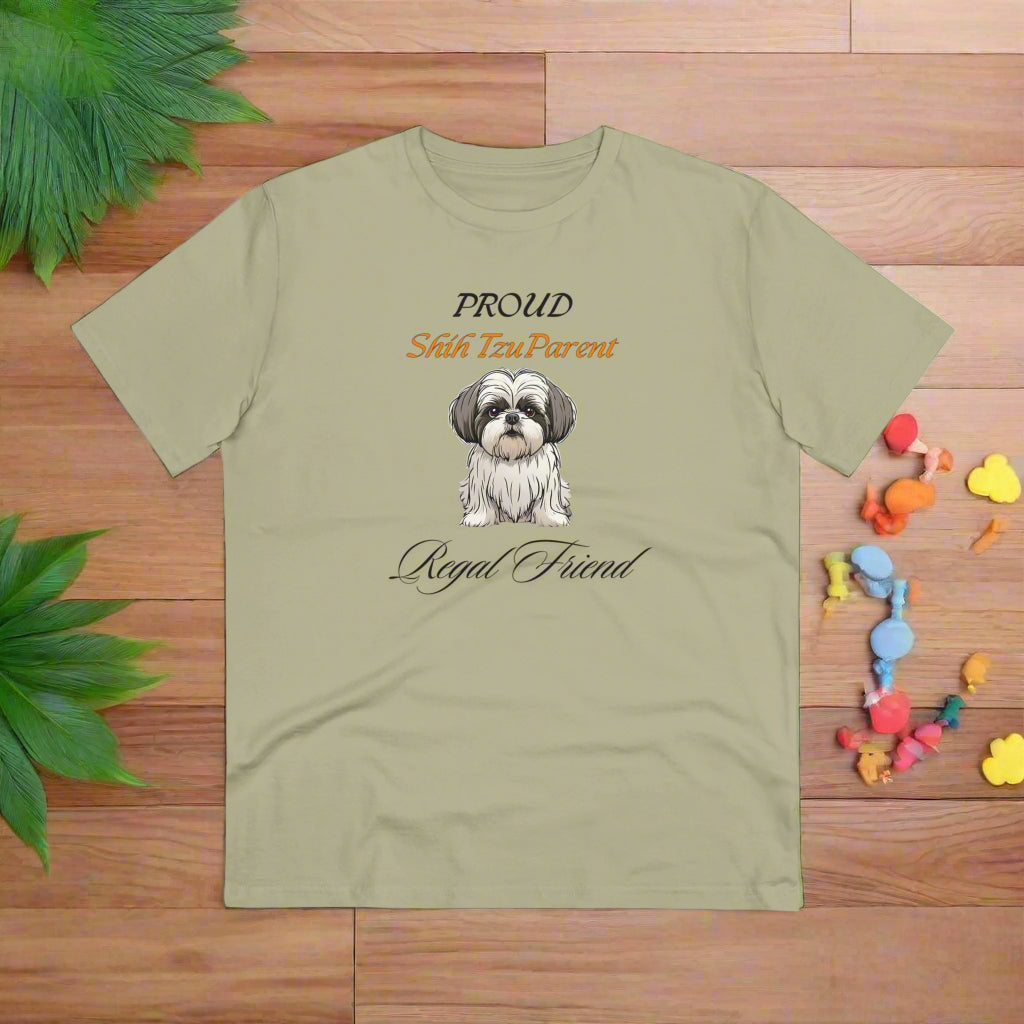 PROUD SHIH TZU PARENT "Regal Friend" Soft Organic T-shirt - Unisex - Sniff Waggle And Walk BAIGE