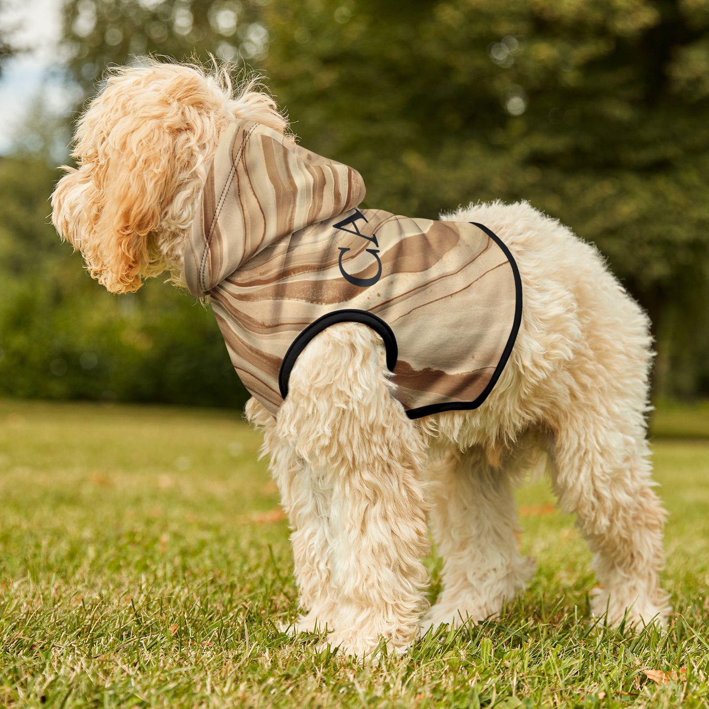 Premium wellness pet hoodie from the Stillform collection with calming aesthetic