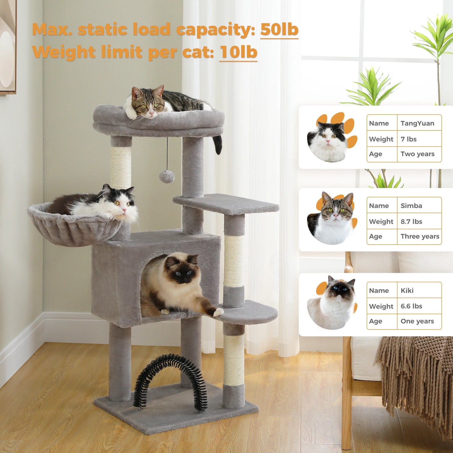 Luxury Cat Tower with Plush Perch, Sisal Scratching Posts & Interactive Toy - Cozy Condo for Indoor Cats-Sniffwaggleandwalk™