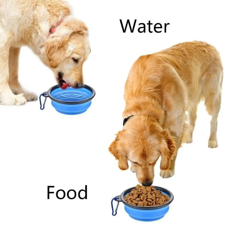 Sniffwagglenwalk™ Portable Silicone folding Dog Bowl With Carabiner. - Sniff Waggle And Walk