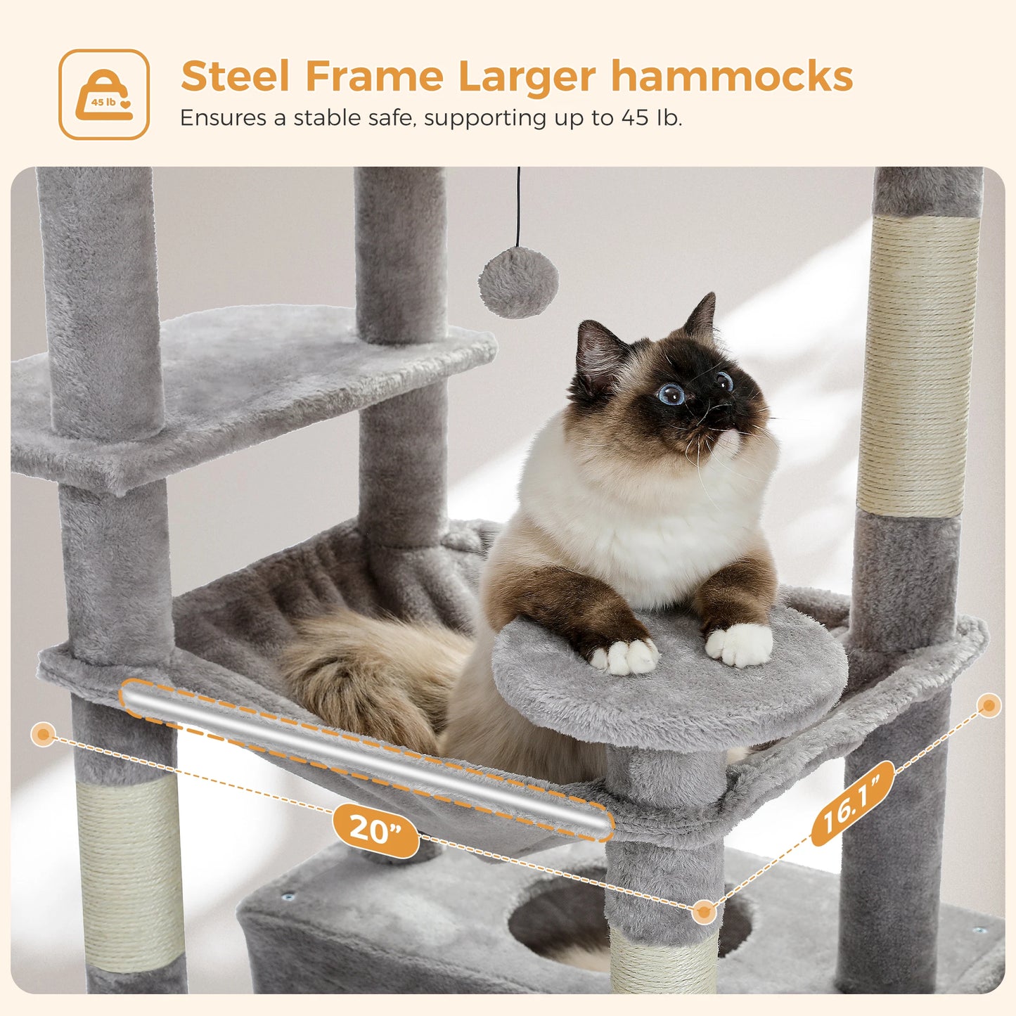 Custom 72” Premium Cat Tree Tower for Large Breeds – Exclusive Luxury Playground for Scratching, Climbing & Napping-Sniffwaggleandwalk™