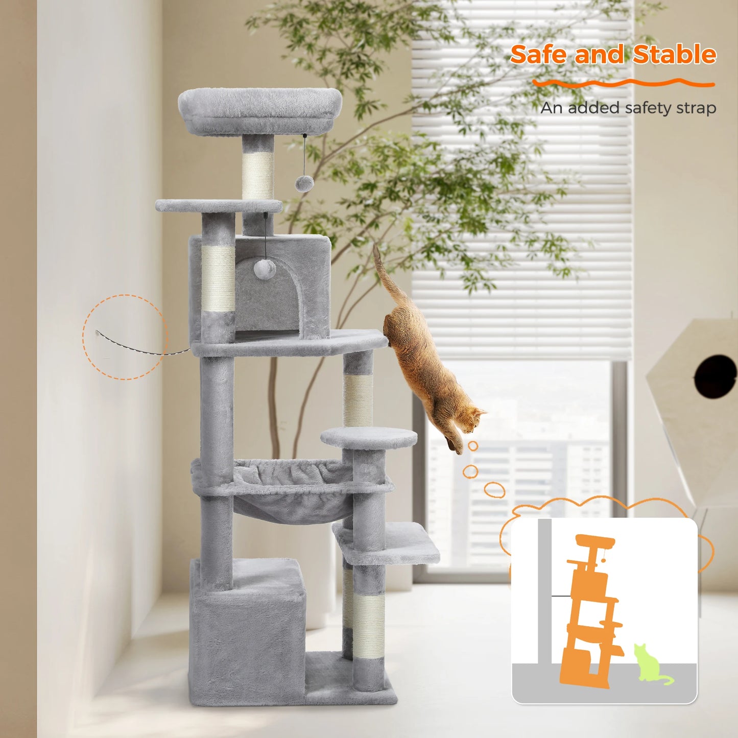 Custom 72” Premium Cat Tree Tower for Large Breeds – Exclusive Luxury Playground for Scratching, Climbing & Napping-Sniffwaggleandwalk™