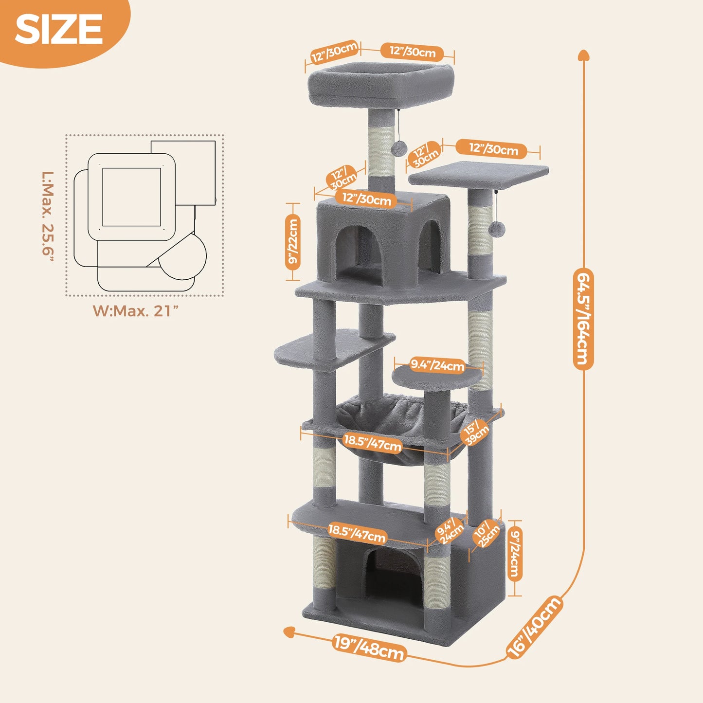 Custom 72” Premium Cat Tree Tower for Large Breeds – Exclusive Luxury Playground for Scratching, Climbing & Napping-Sniffwaggleandwalk™