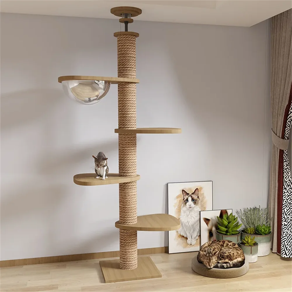 Luxury Adjustable Cat Tower with Hammock - Premium Wooden Multi-Level Cat Playground-Sniffwaggleandwalk™