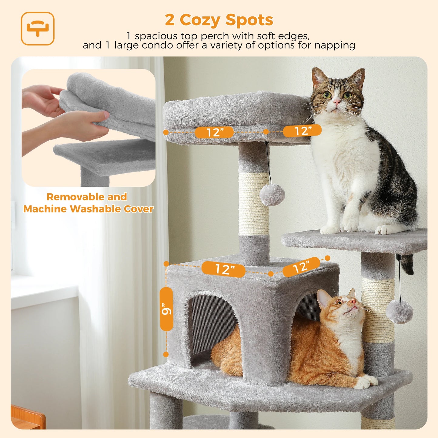 Custom 72” Premium Cat Tree Tower for Large Breeds – Exclusive Luxury Playground for Scratching, Climbing & Napping-Sniffwaggleandwalk™