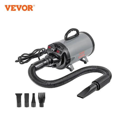 VEVOR 2000W/2.7HP Dog Blow Dryer Adjustable Speed Temperature Control with 4 Nozzles and Extendable Hose for Pet Hair Grooming - Sniff Waggle And Walk