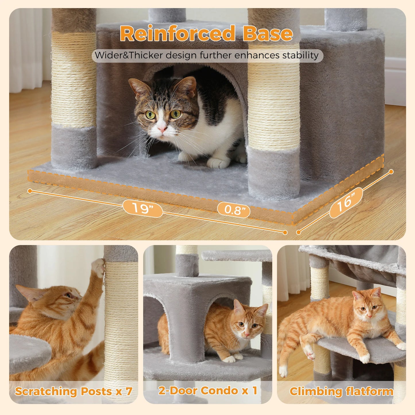 Custom 72” Premium Cat Tree Tower for Large Breeds – Exclusive Luxury Playground for Scratching, Climbing & Napping-Sniffwaggleandwalk™