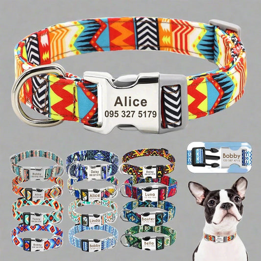 Personalized Dogs Cat ID Collars With Engraved Name Buckle. - Sniff Waggle And Walk
