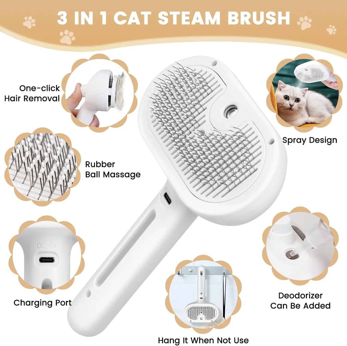 ✨ MistGroom Pro – The Ultimate Pet Grooming Brush with Built-In Humidifier! 🐾Sniffwaggleandwalk™