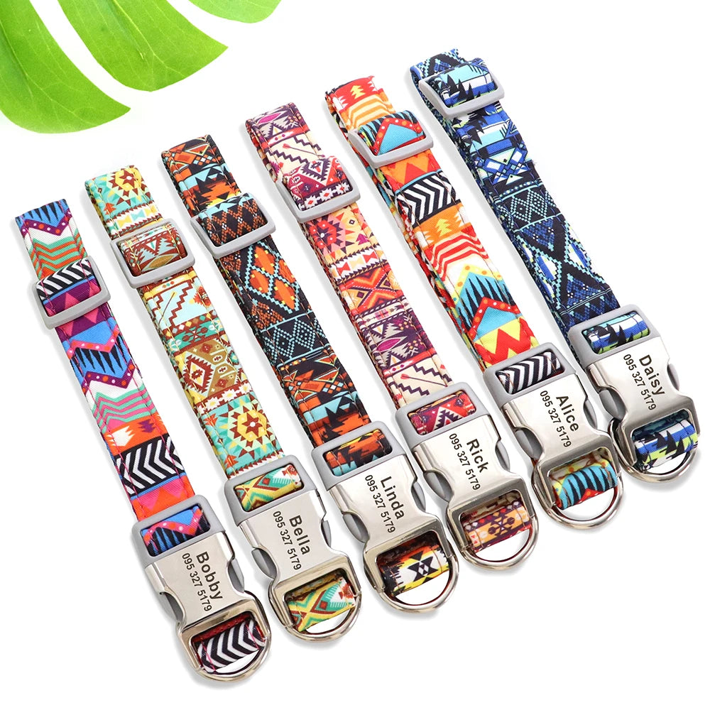 Personalized Pet ID Collars With Engraved Name Buckle. - Sniff Waggle And Walk