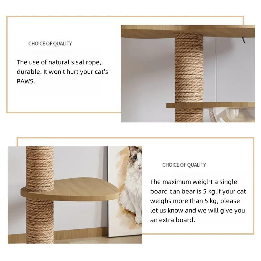 Luxury Adjustable Cat Tower with Hammock - Premium Wooden Multi-Level Cat Playground-Sniffwaggleandwalk™