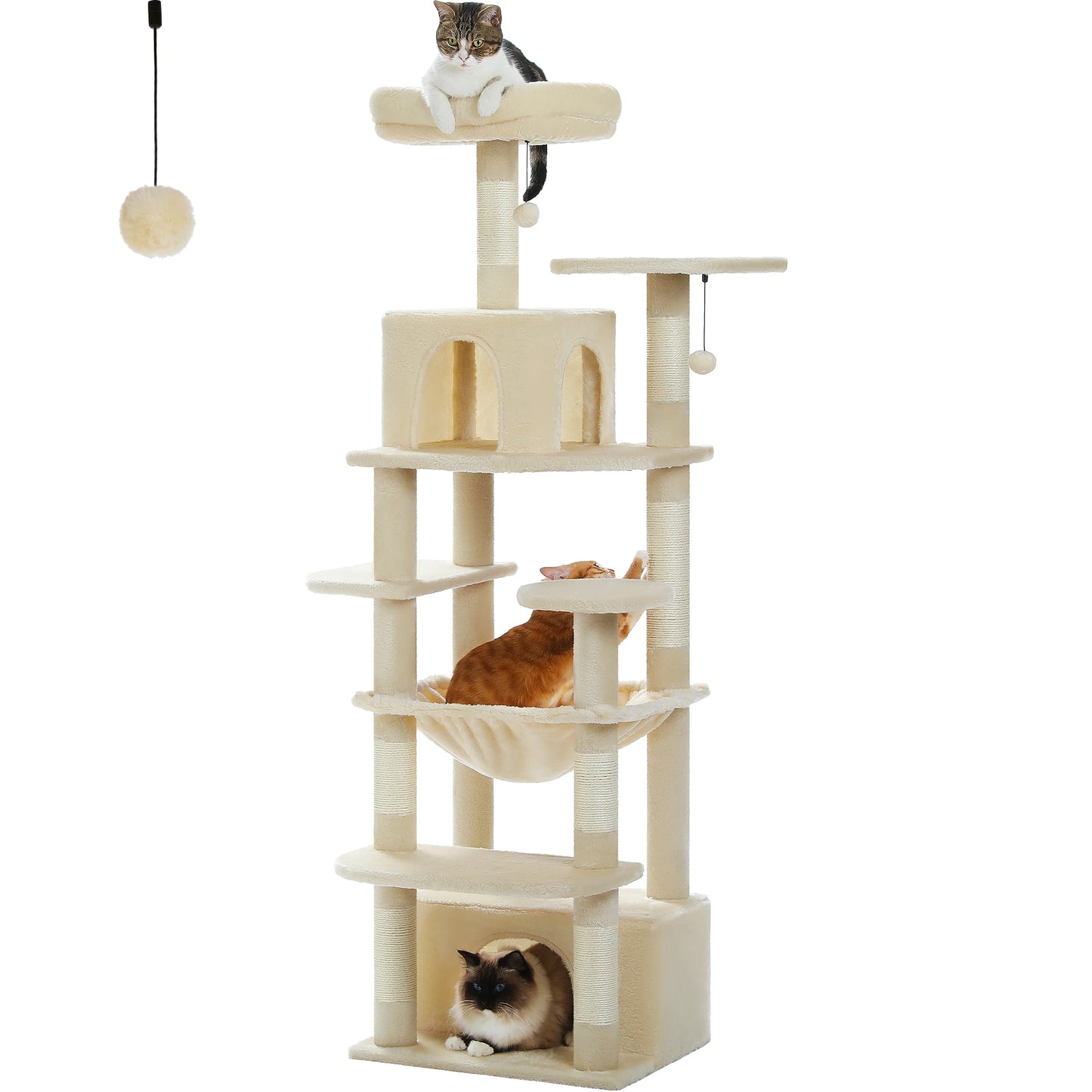 Custom 72” Premium Cat Tree Tower for Large Breeds – Exclusive Luxury Playground for Scratching, Climbing & Napping-Sniffwaggleandwalk™