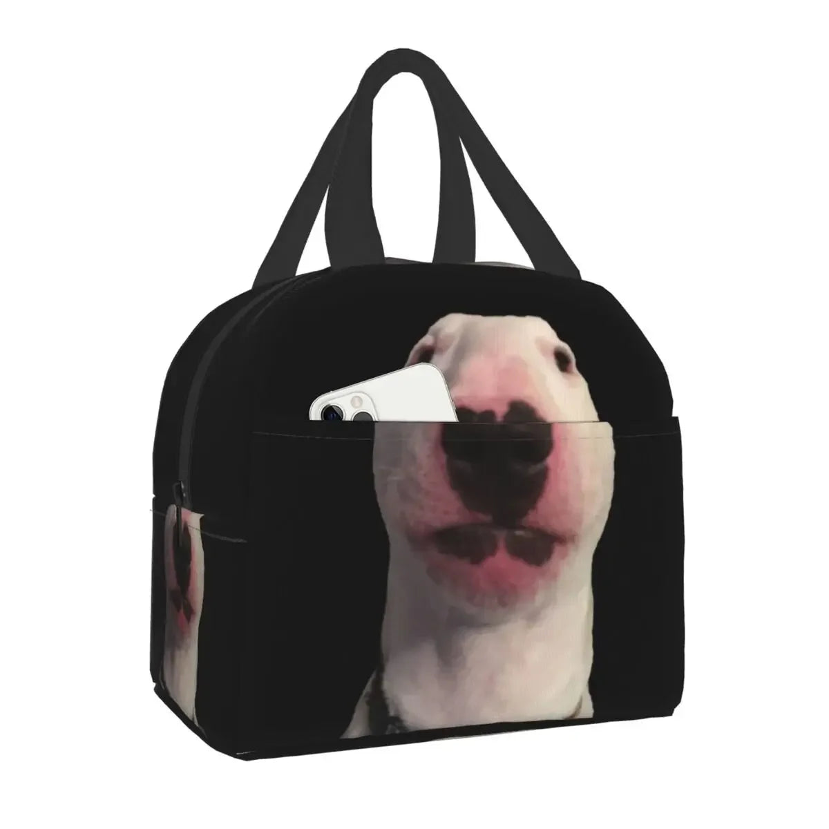 SniffWaggleNWalk™️! Bull Terrier And Wine Funny Dog Insulated Lunch Bag. - Sniff Waggle And Walk