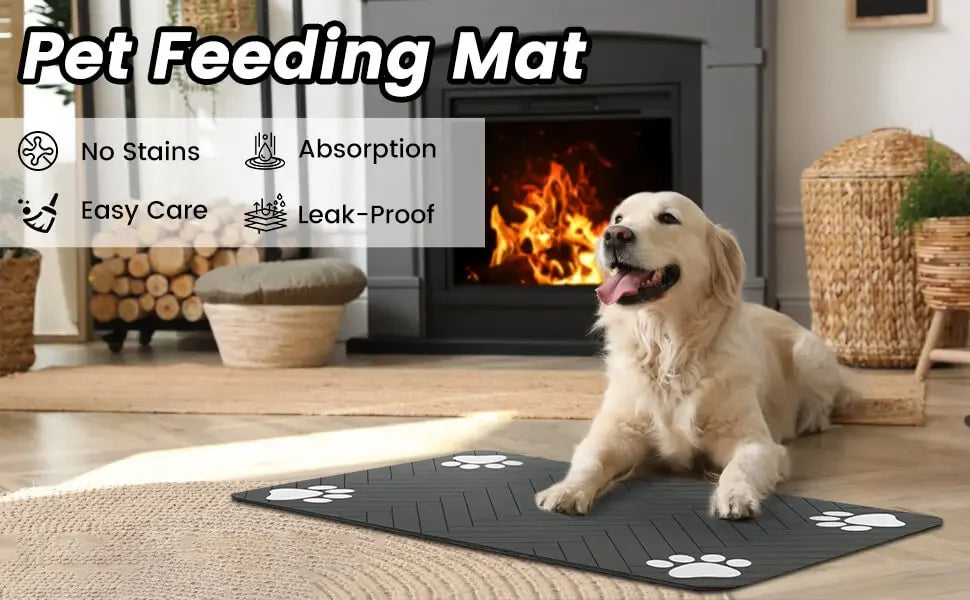 Ultimate Anti-Mess Pet Feeding Mat – Absorbent, Non-Slip & Floor-Protecting Design!