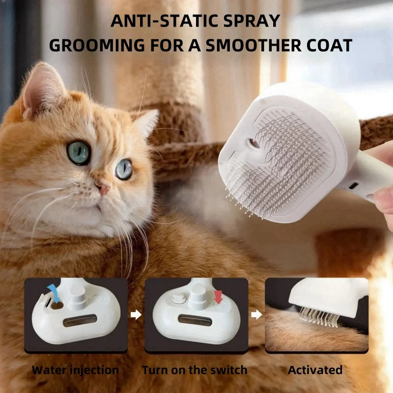 ✨ MistGroom Pro – The Ultimate Pet Grooming Brush with Built-In Humidifier! 🐾Sniffwaggleandwalk™