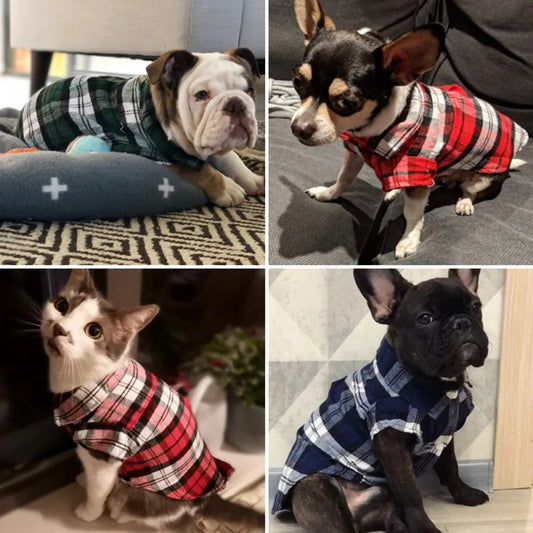 Sniffwagglenwalk™ Spring Summer Pet Shirt: British Style Plaid Dog Vest Clothes. - Sniff Waggle And Walk