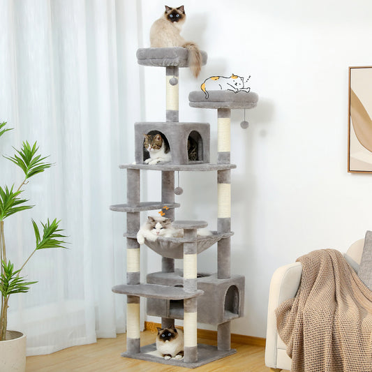 Custom 72” Premium Cat Tree Tower for Large Breeds – Exclusive Luxury Playground for Scratching, Climbing & Napping-Sniffwaggleandwalk™