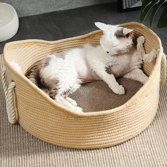 SniffWaggleNWalk™️Handcrafted Rattan Cat Bed