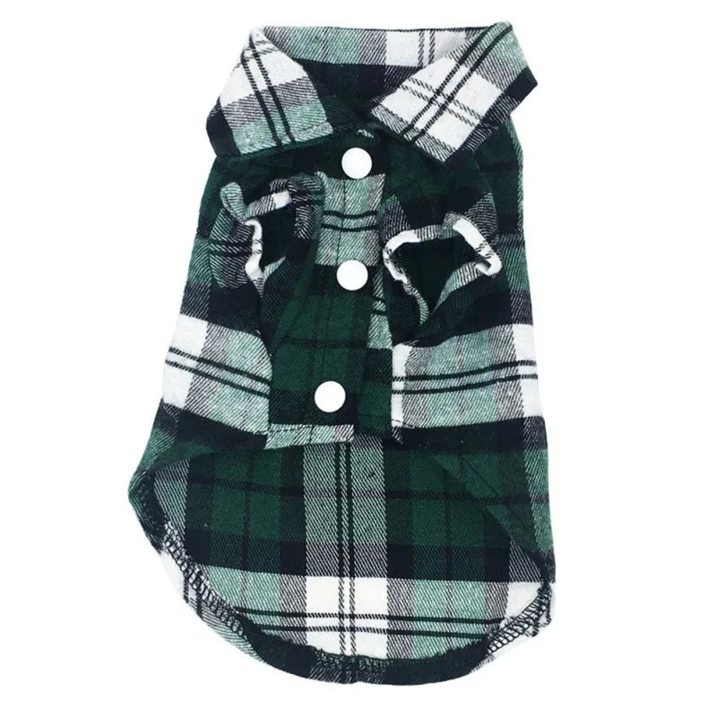 Sniffwagglenwalk™ Spring Summer Pet Shirt: British Style Plaid Dog Vest Clothes. - Sniff Waggle And Walk