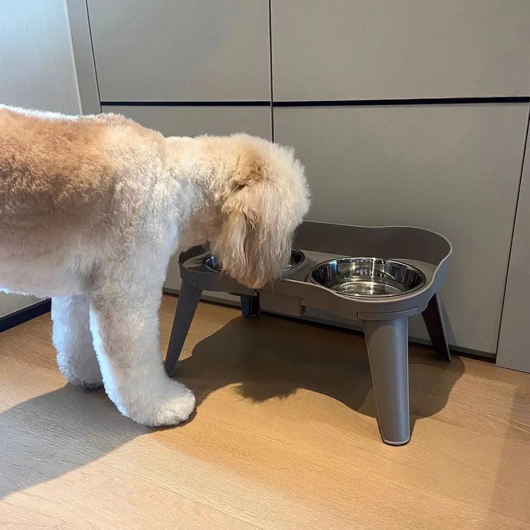 Elevated Dog Bowl Holder with Spill-Catching Compartment – Clean, Comfortable, and Healthy Feeding