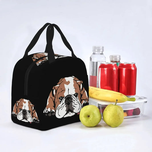 SniffWaggleNWalk Funny Bulldog Insulated Lunch Bag — playful bulldog design, leakproof zipper, 22x20x13cm thermal tote