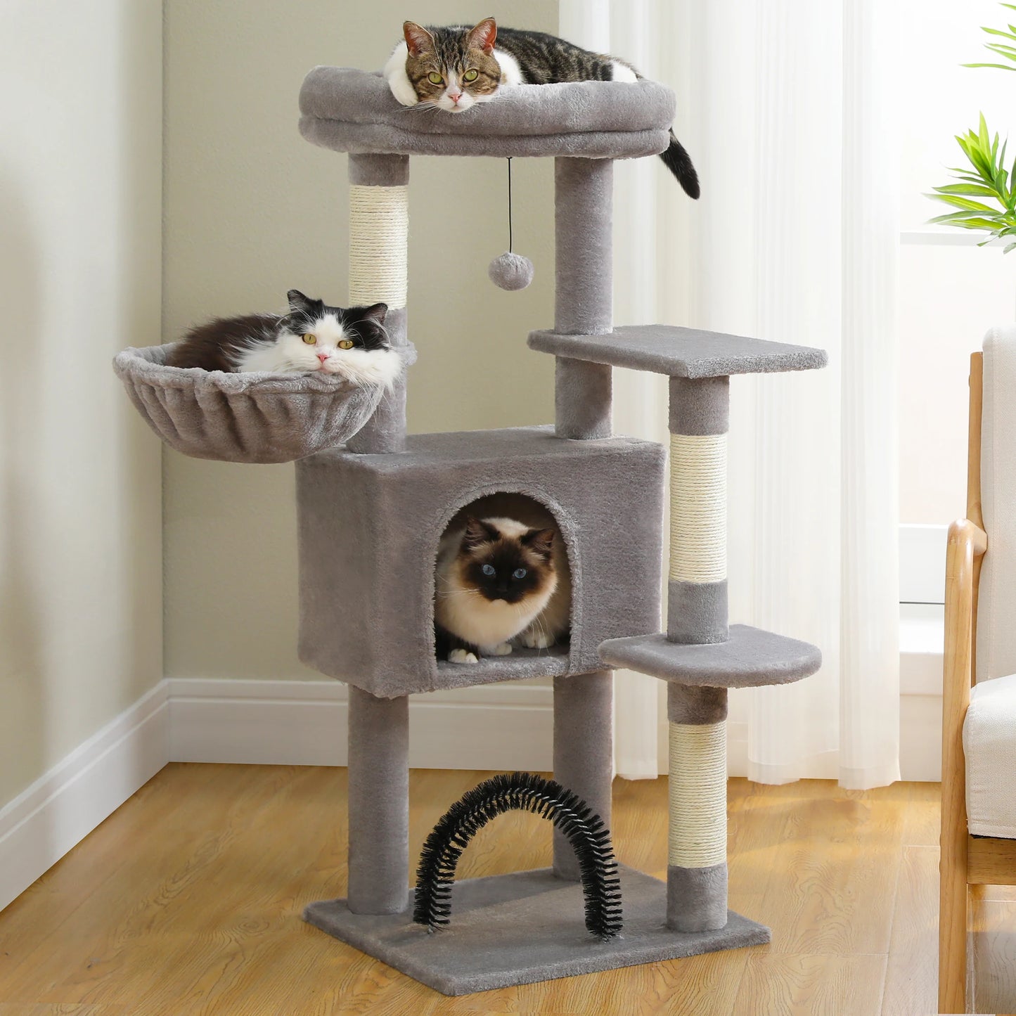 Luxury Cat Tower with Plush Perch, Sisal Scratching Posts & Interactive Toy - Cozy Condo for Indoor Cats-Sniffwaggleandwalk™