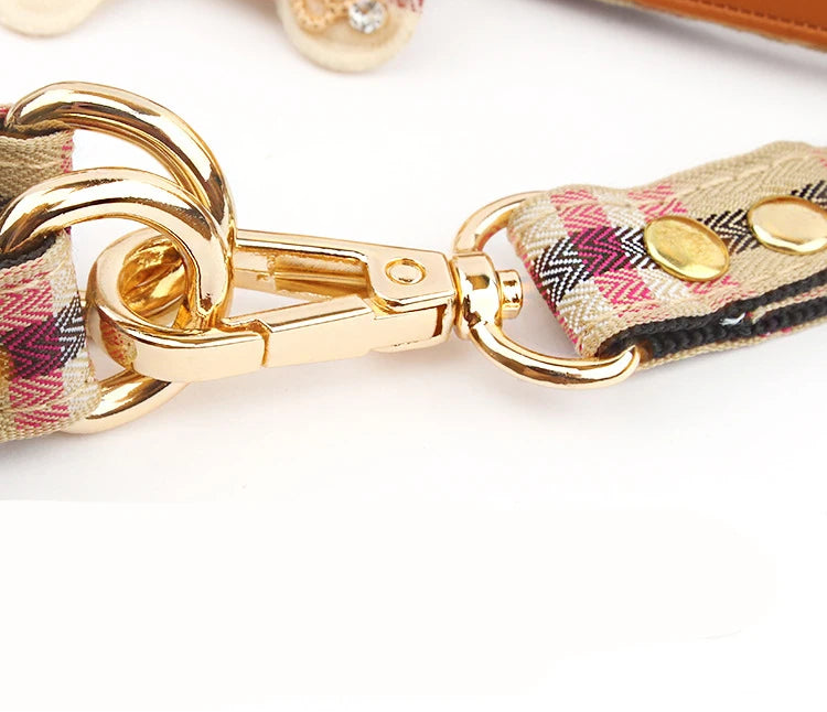 Soft nylon plaid harness ideal for cats and small dogs