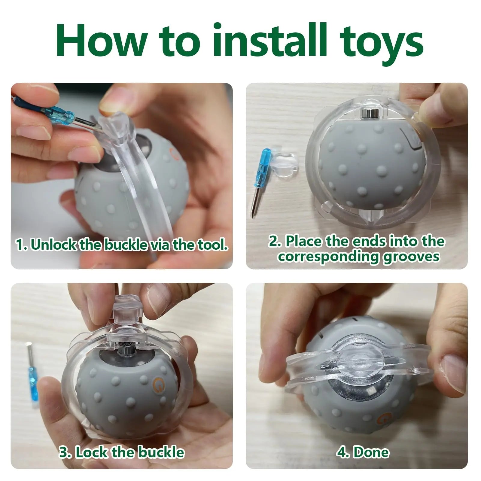 Step-by-step guide on how to install toys with text instructions.