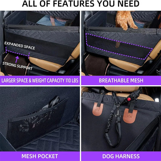 Portable dog car seat designed for safe and comfortable car journeys