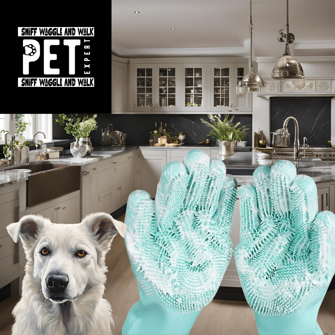 Grooming bathing Gloves by Sniffwaggleandwalk™