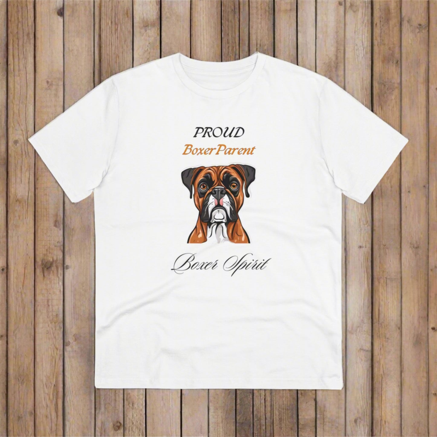 PROUD BOXER PARENT "Boxer Spirit" Soft Dog Themed Organic T-shirt - Unisex - Sniff Waggle And Walk WHITE