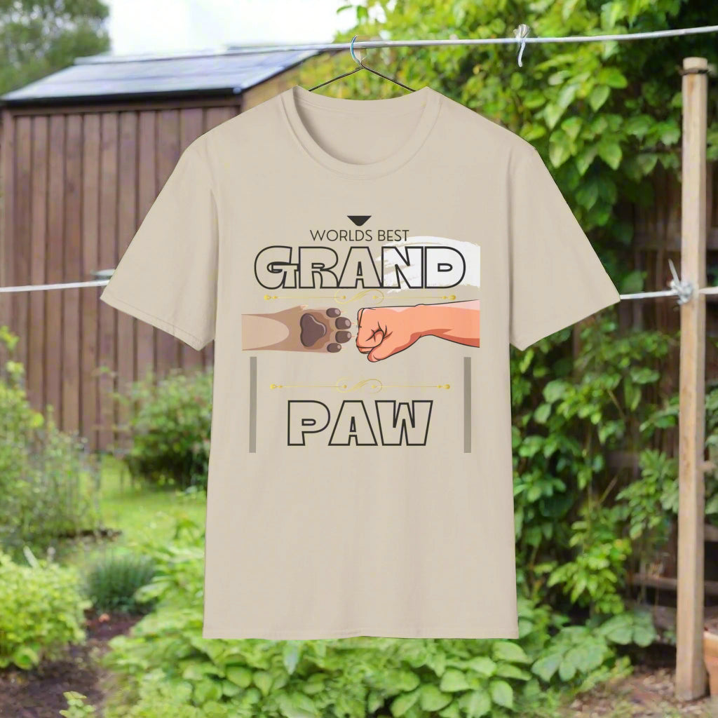 WORLDS BEST GRANDPAW Unisex Softstyle T-Shirt - Sniff Waggle And Walk peach
