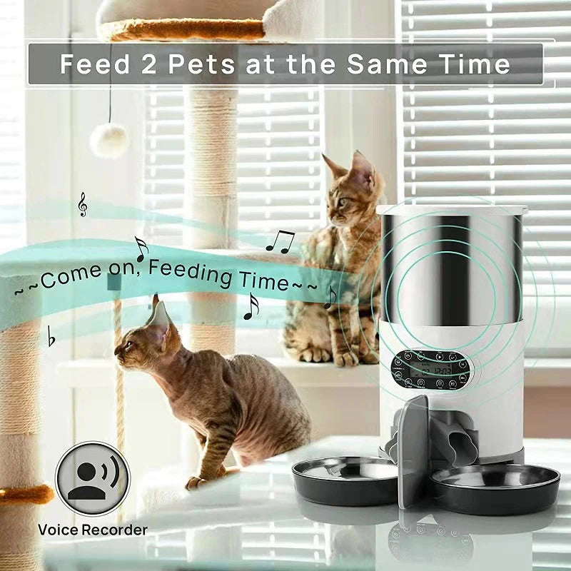 App scheduling automatic feeder for timed dog and cat meals
