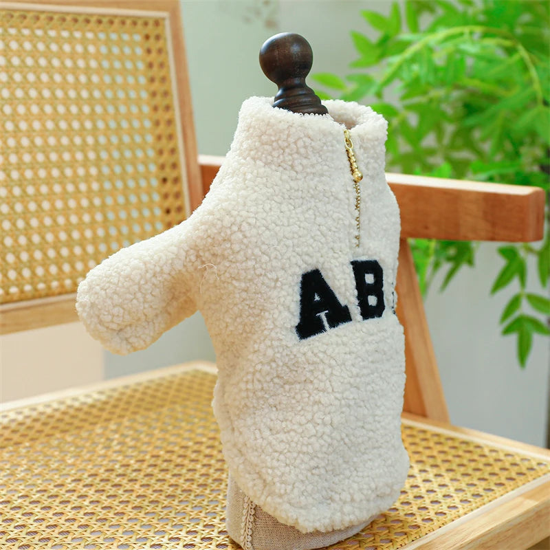 Yorkie wearing CozyPup fleece coat