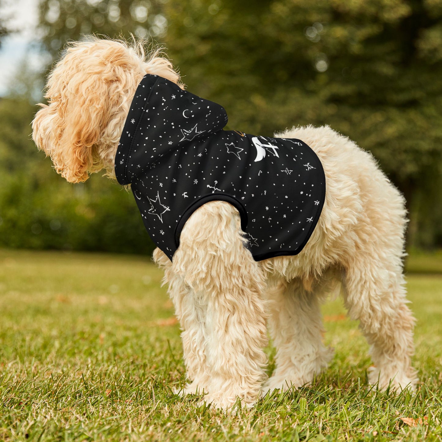 black angel number dog hoodie