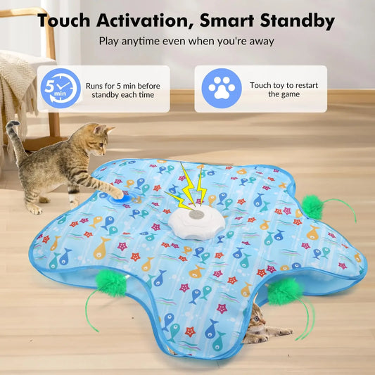 automatic cat toy with moving feather teaser for indoor cats