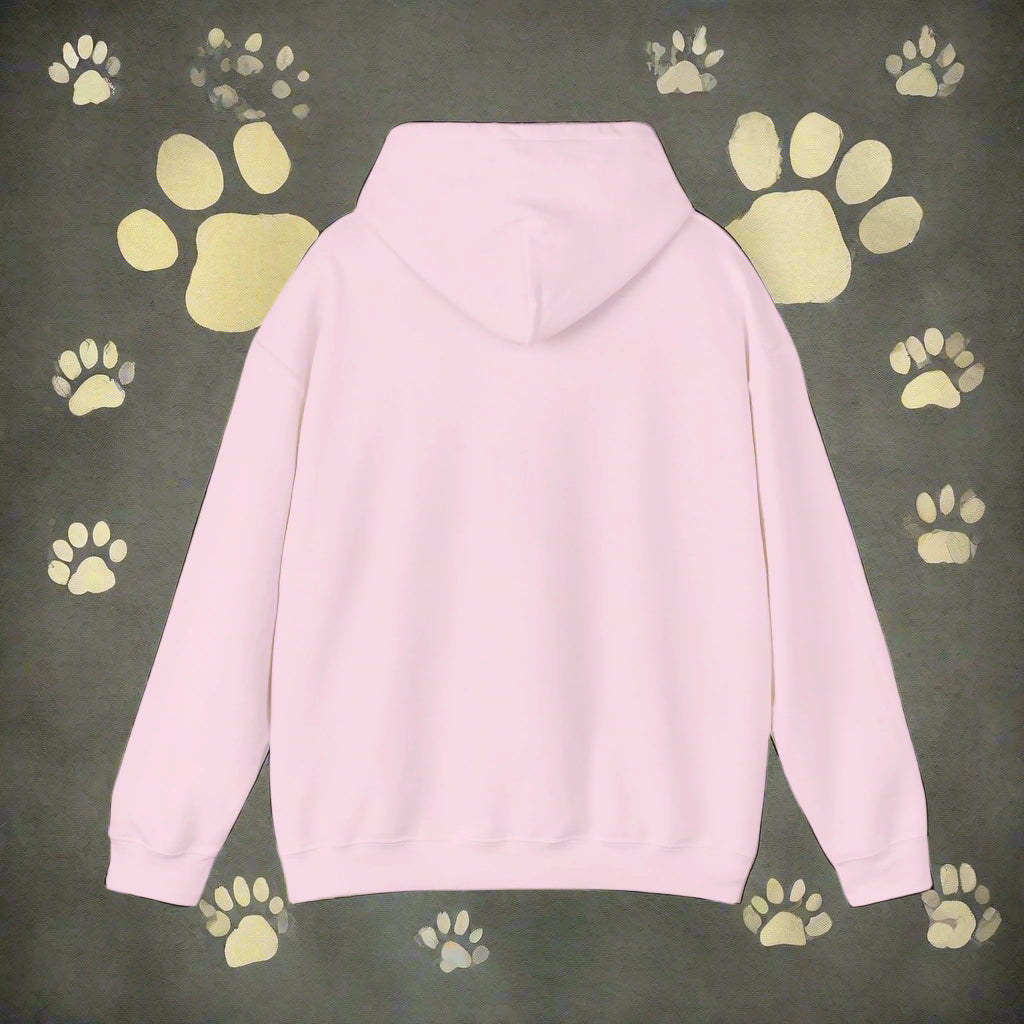 Unisex Blend™ "Life is better with a dog." Hooded Sweatshirt - Sniff Waggle And Walk hood down pink