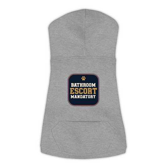 Bathroom Escort dog hoodie in granite heather grey, sizes L to 3XL