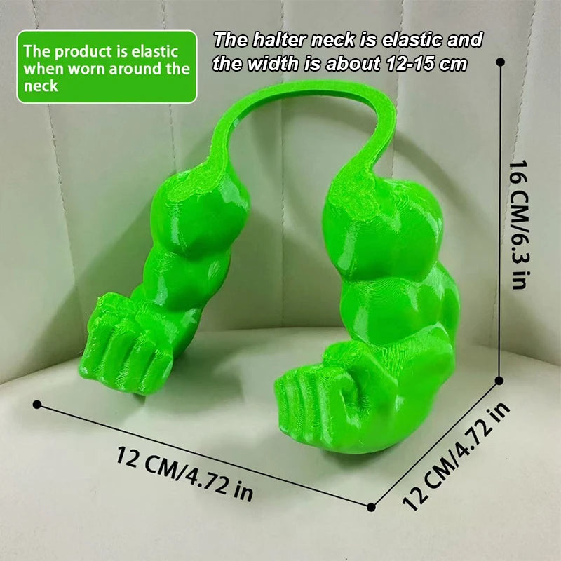 Green halter neck product with measurements on a white cat toy background