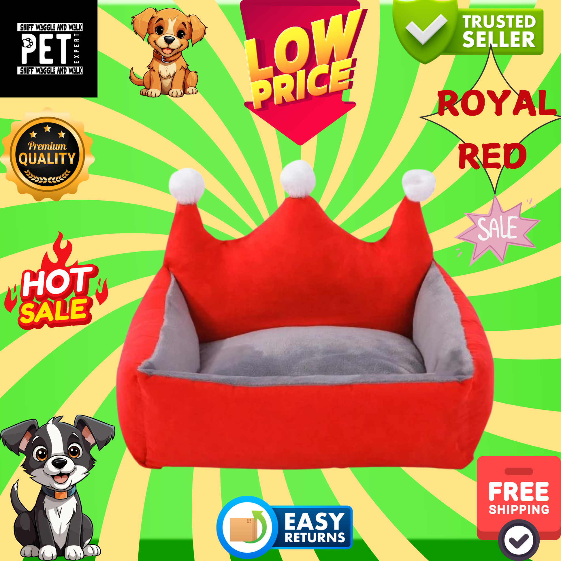 red crown dog bed
