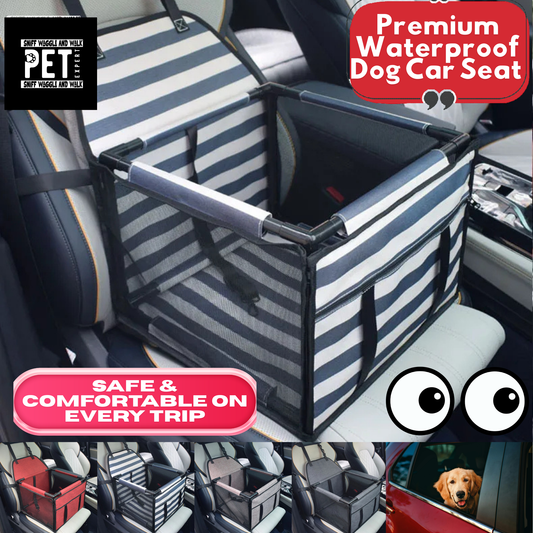 premium dog car seat white and blue lines