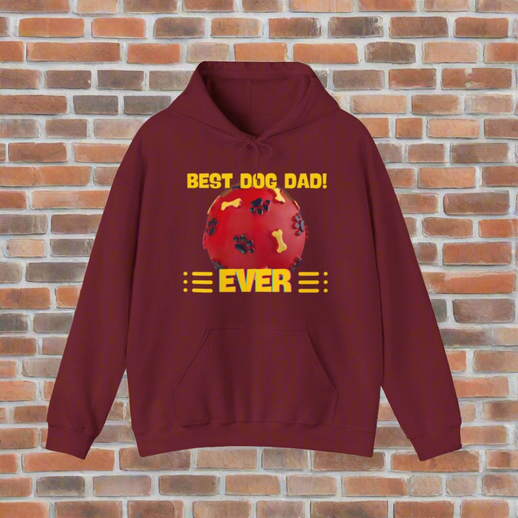"Best Dog Dad Ever" Hooded Sweatshirt - Sniff Waggle And Walk beige red premium
