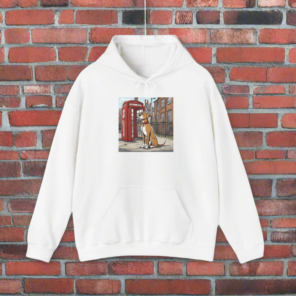 Unisex Heavy Blend™ dog + phone box Hooded Sweatshirt - Sniff Waggle And Walk white