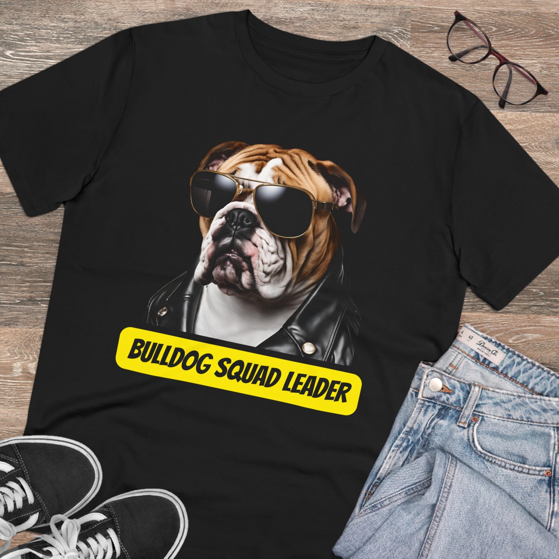 "BULLDOG SQUAD LEADER" Organic Creator T-shirt - black bulldog squad leader