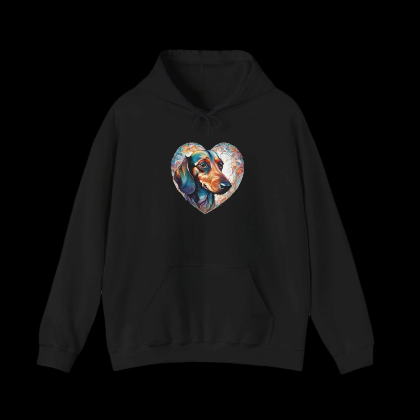 dachshund heart hoodie premium sausage dog clothes black