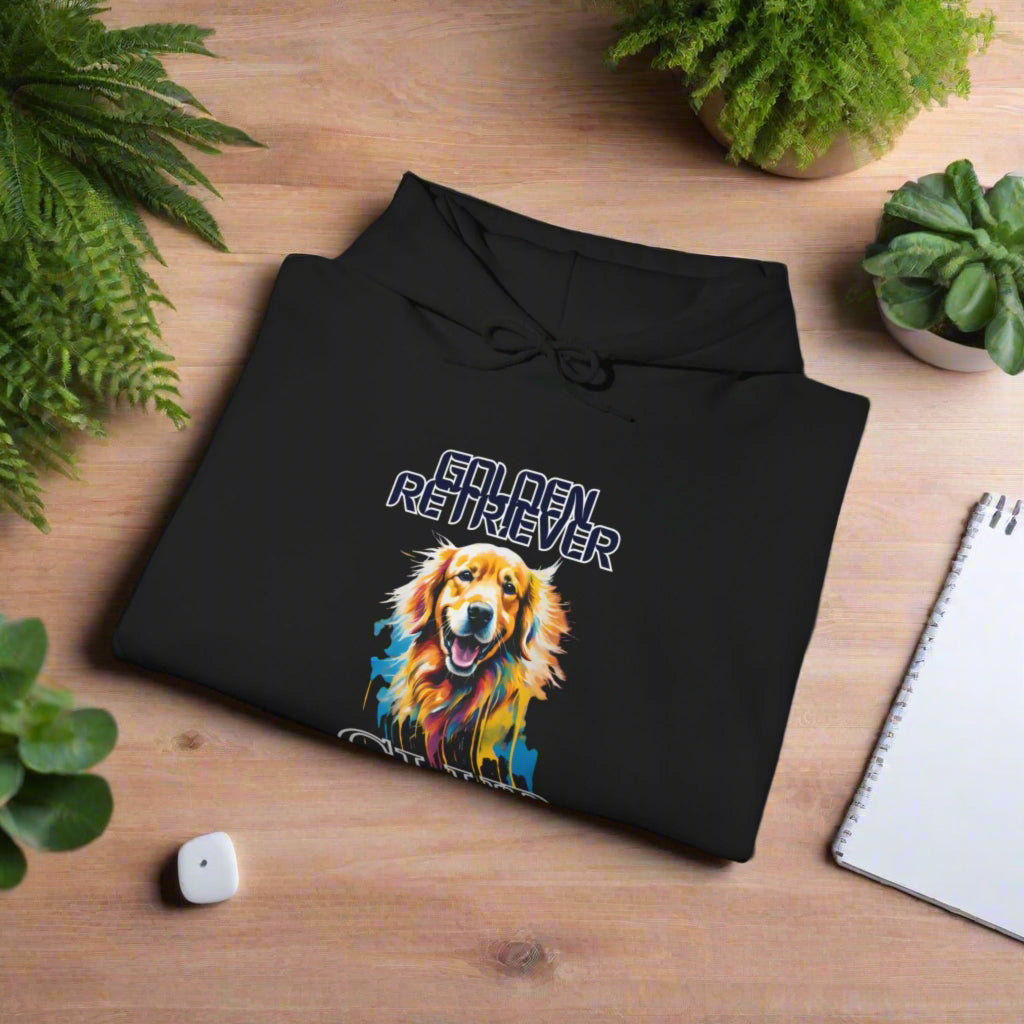 black back golden retriever hoodie quality dog clothing back view folded