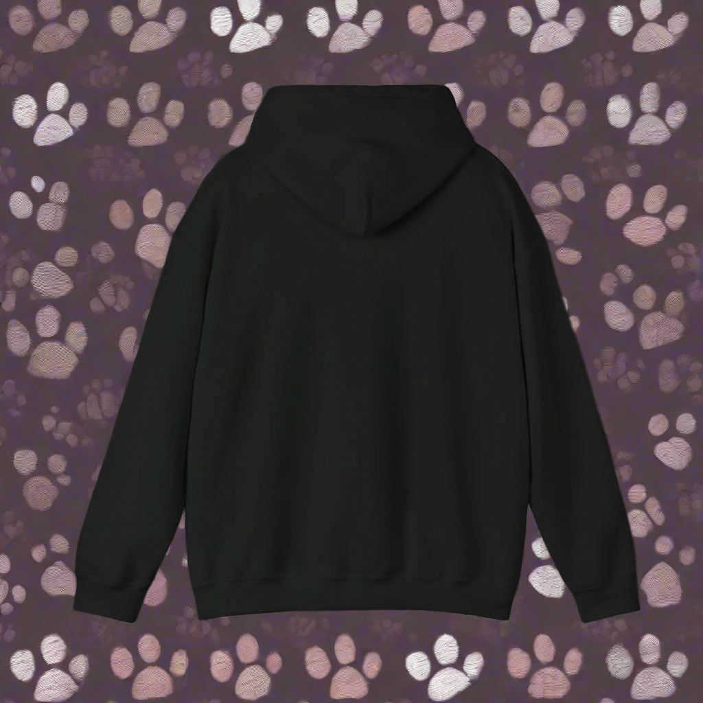 black hoodie back golden retriever